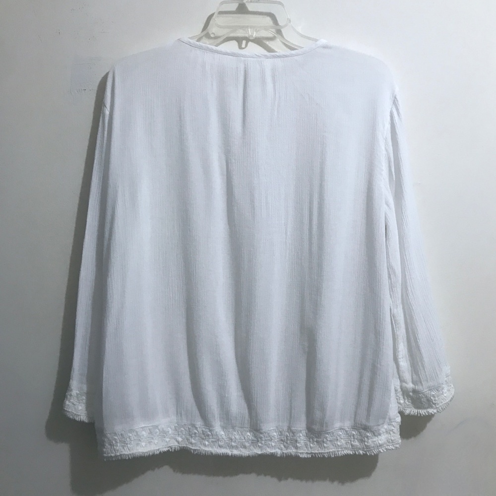 Caslon Long Sleeve Slip Over Blouse w/ Embroidery - Picture 11 of 12